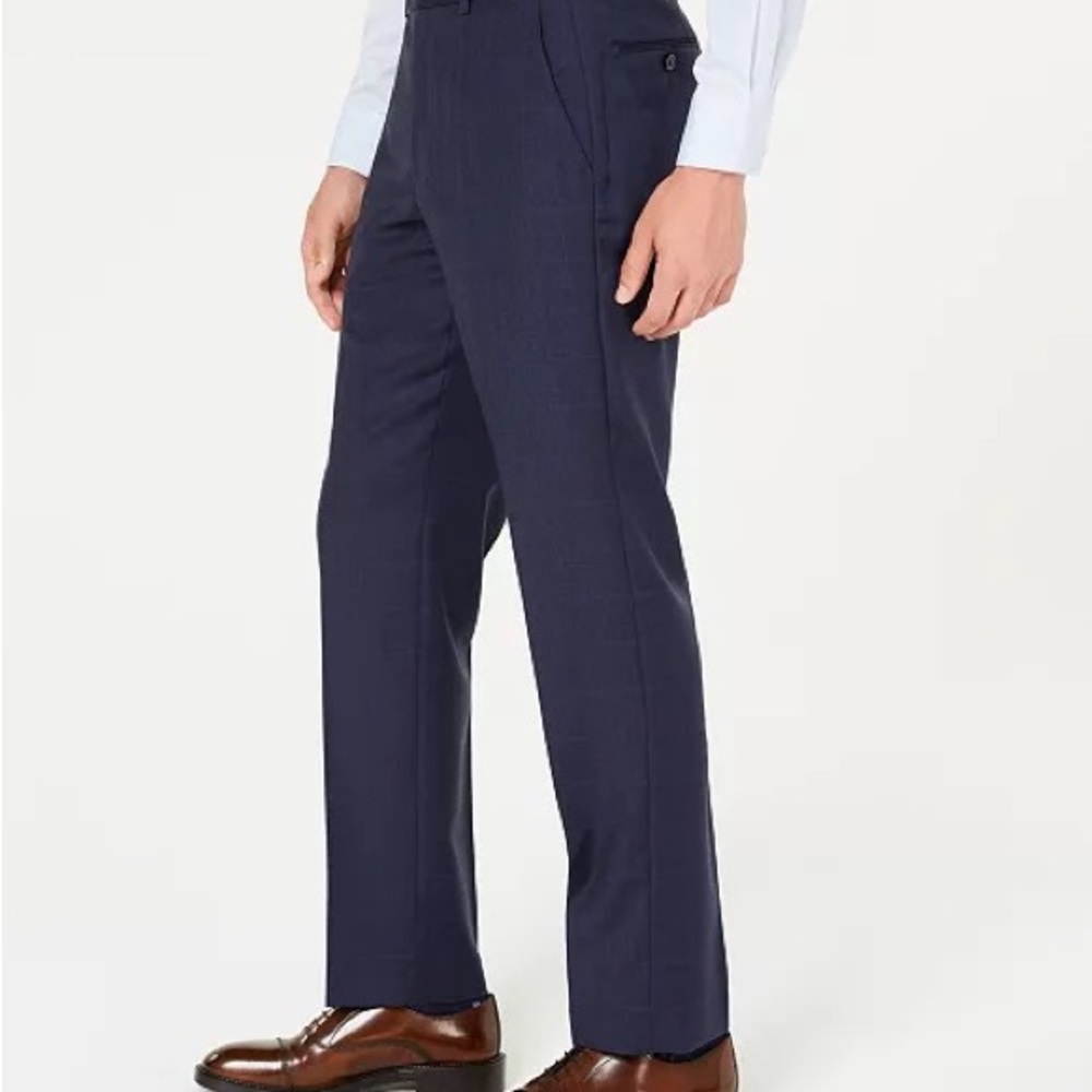 Men’s Classic Fit Navy Plaid Dress Pant 34 x 32 *NWT*